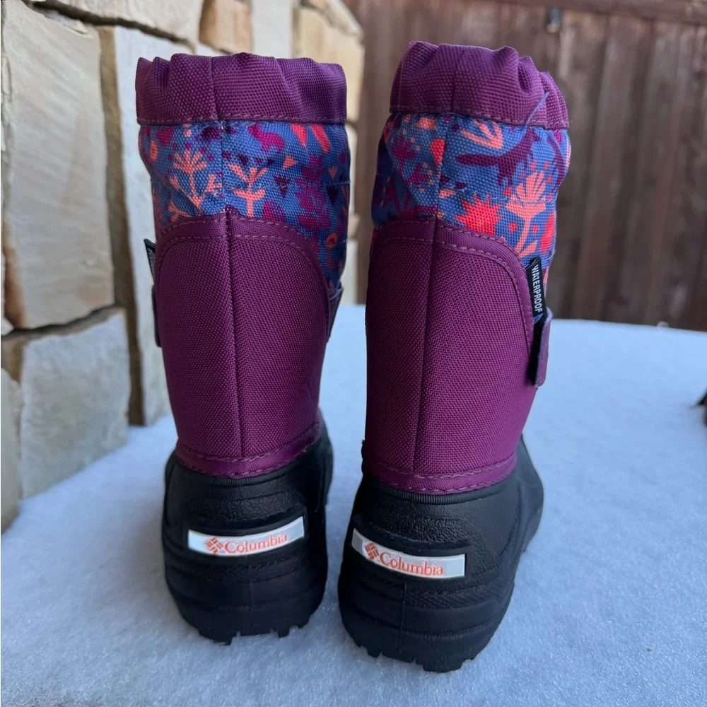 Columbia Powder-bug Plus Kids' Purple and Black Waterproof  Snow Boots Sz-8.   U